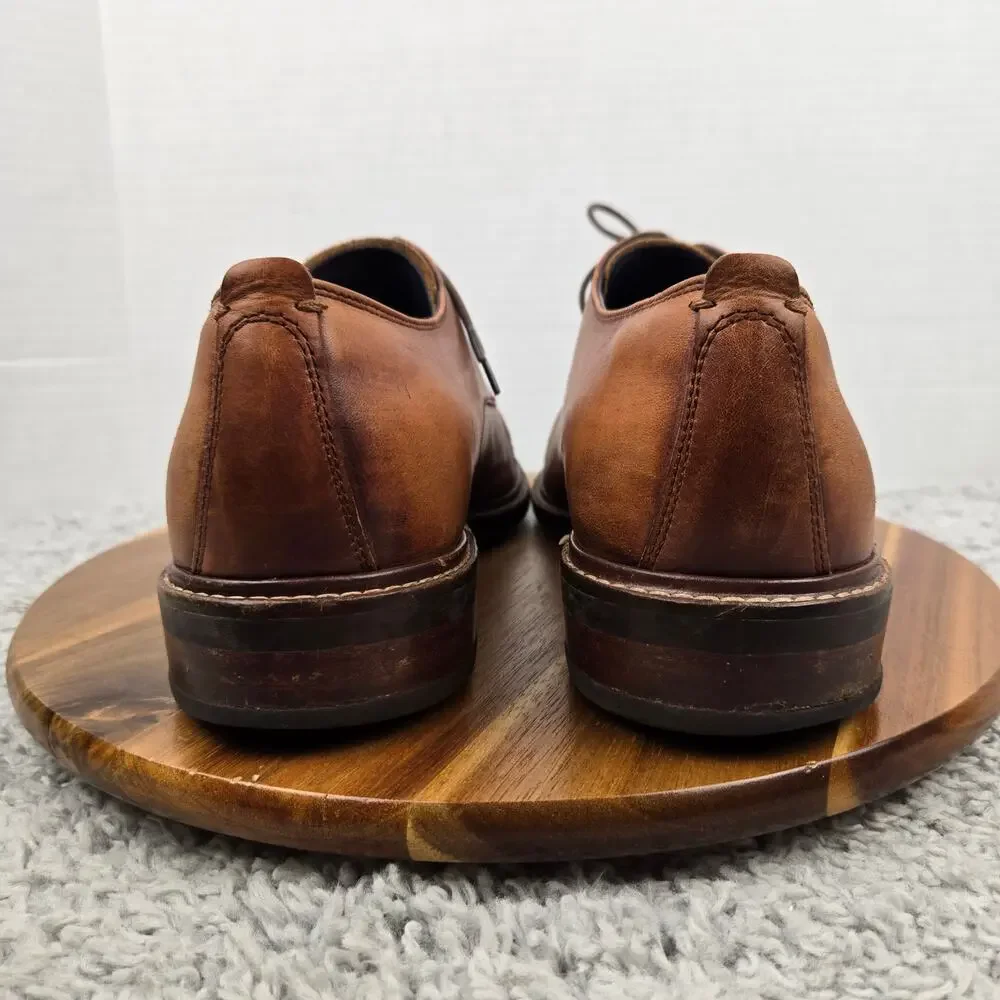 Cole Haan Mens 11.5M Grand Os Watson Brown Pebble Leather Cap Toe Derby Oxford